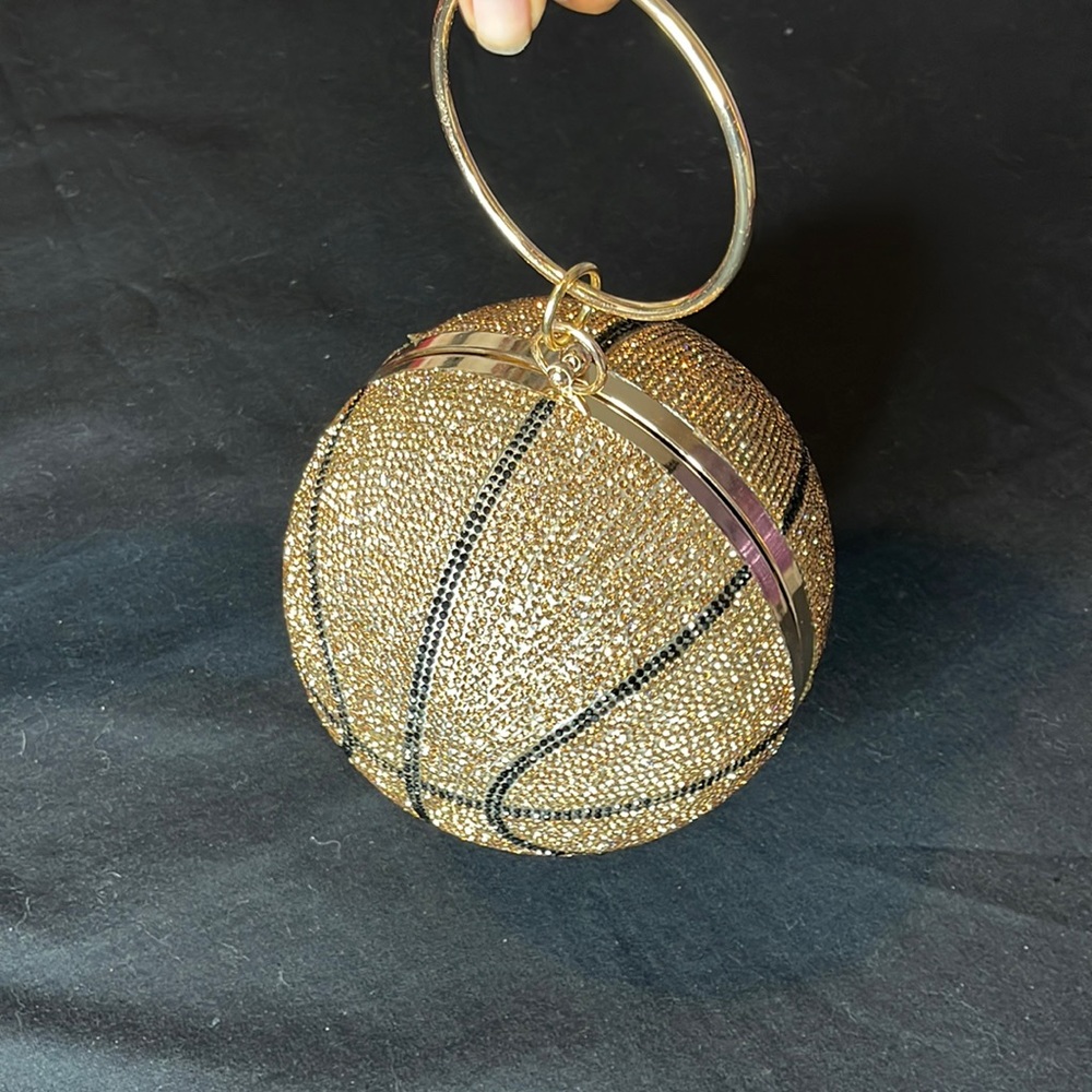 Gold Rhinestone Basketball Purse